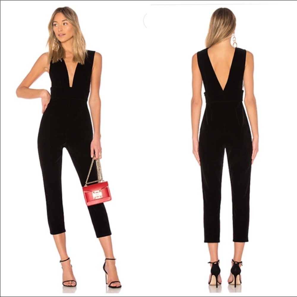 Revolve (by the way.) Black Suede Jumpsuit